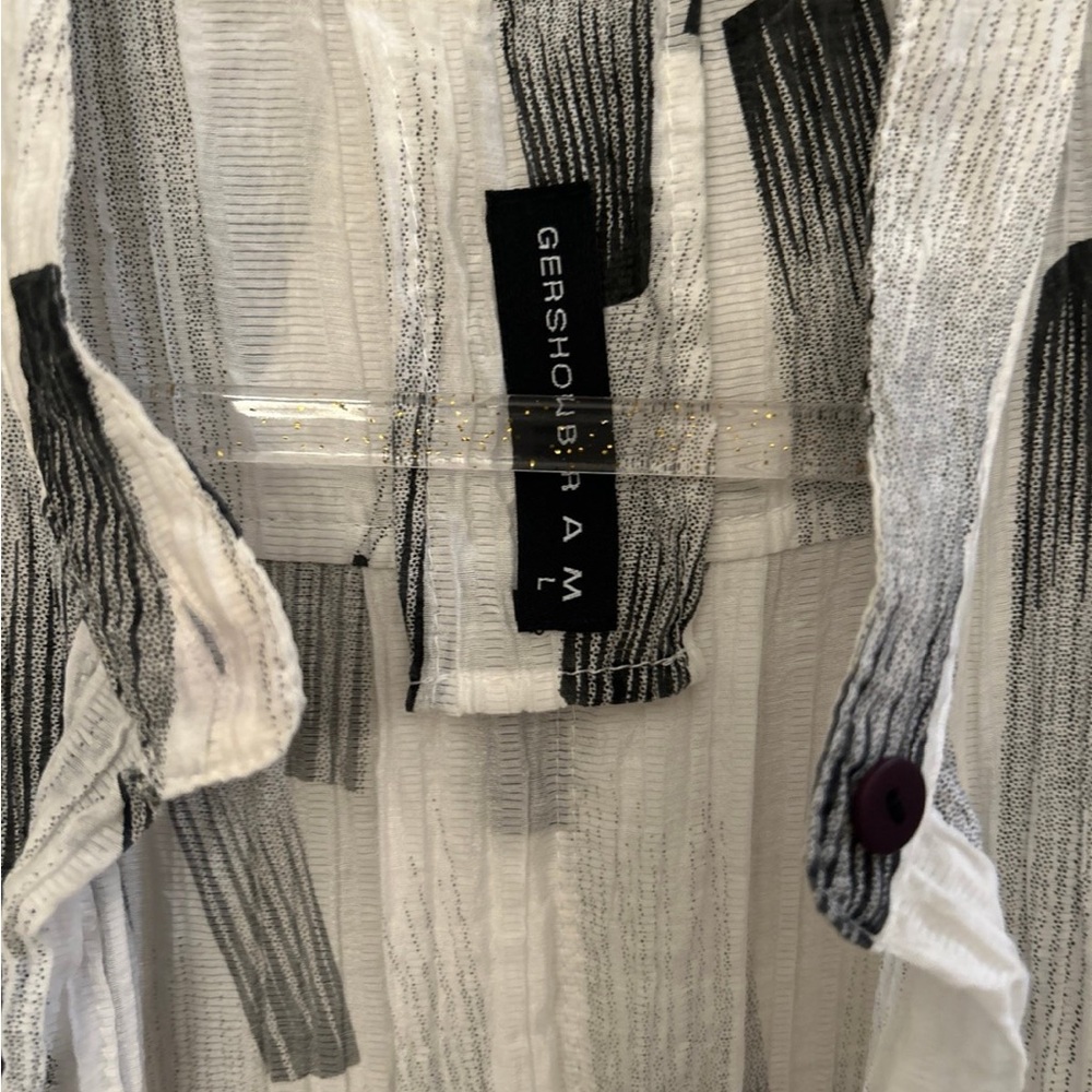 Gershon Bram Vienna matching pants set in a black and white brushstroke print L - Picture 2 of 6